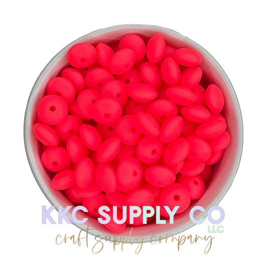SS48-Electric Pink Silicone Bead 12mm Lentil