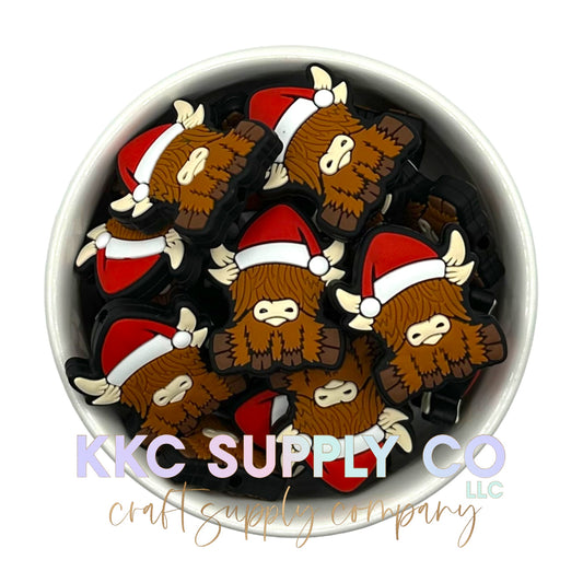 Christmas Heifer Silicone Focal Bead-Brown