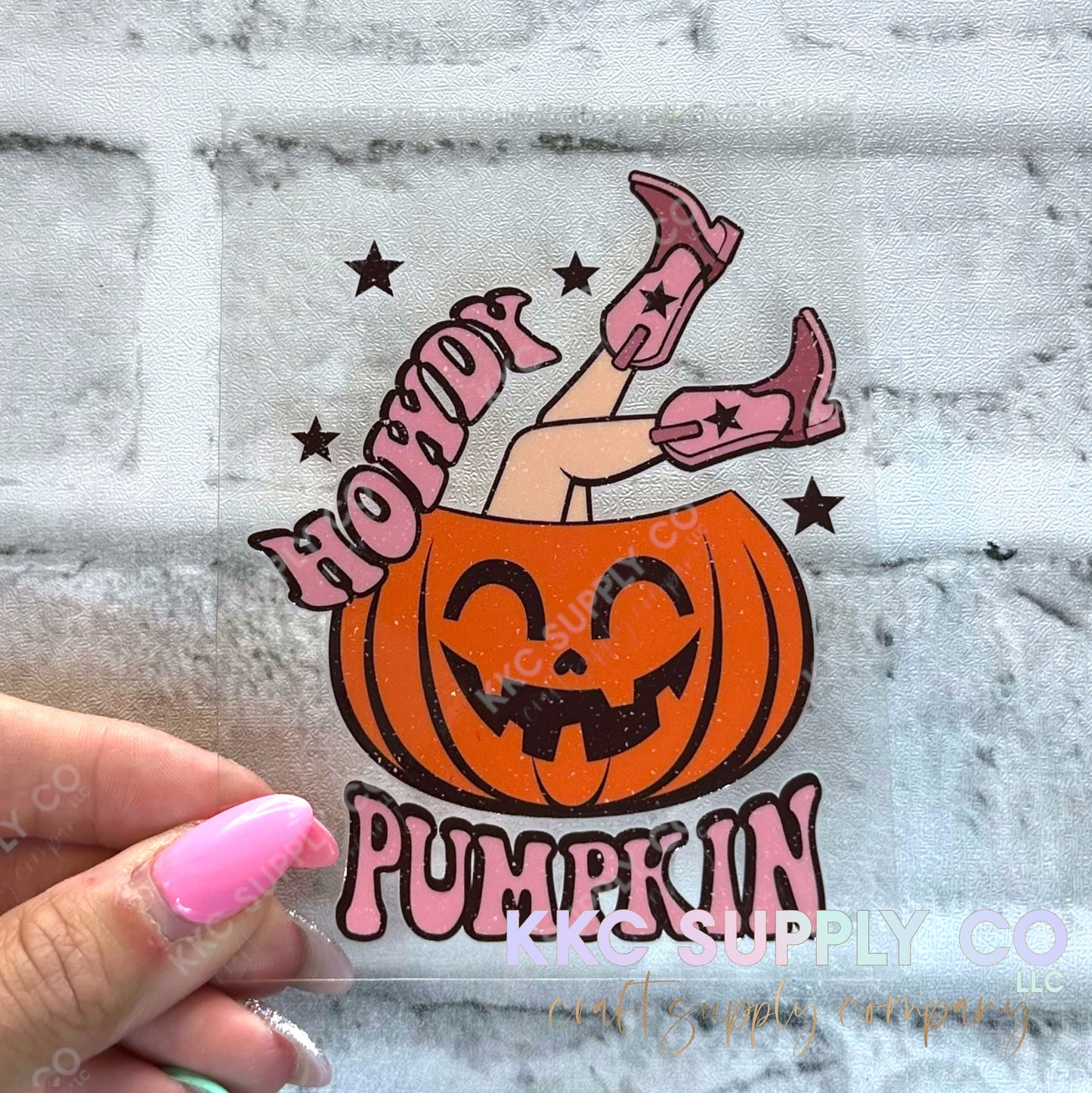 UV16560-Howdy Pumpkin Cowgirl 16oz UV DTF Decal