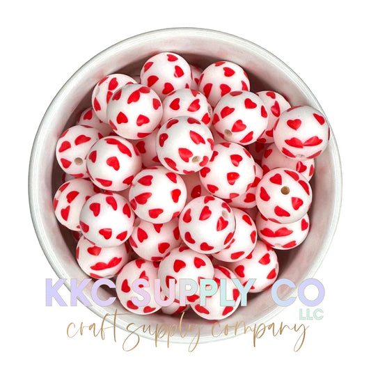 SP150-Red Hearts Silicone Bead 15mm