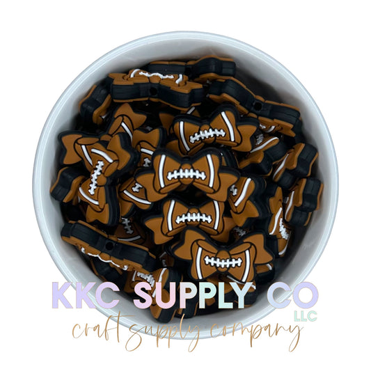 Football Bow Silicone Focal Bead