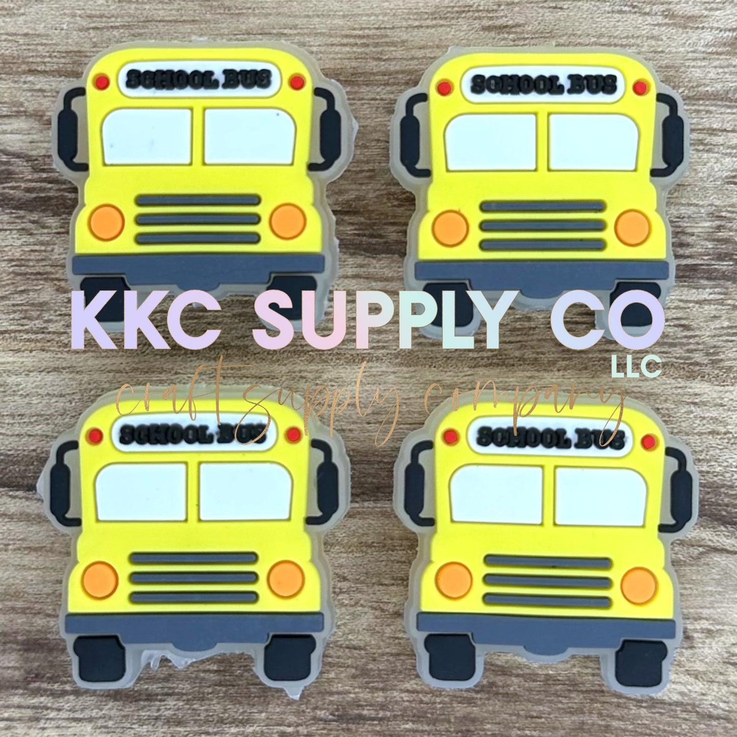 School Bus Clear Silicone Focal Bead