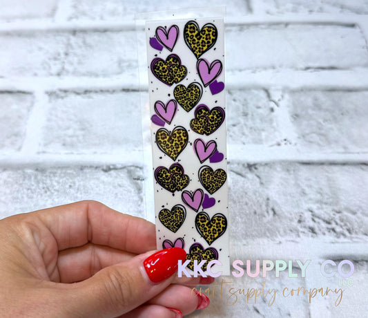 PW46-Purple and Leopard Hearts UV DTF Pen Wrap