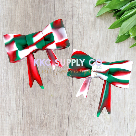 Christmas Marble Large Bow Silicone Focal Bead