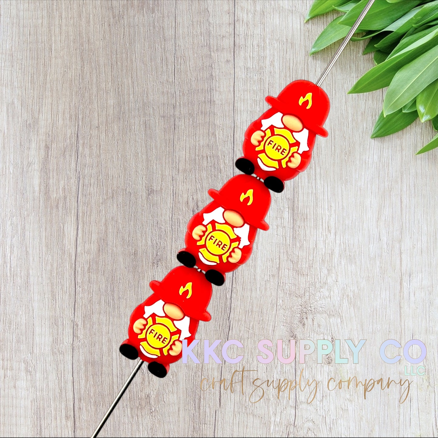 Fireman Gnome 3D Silicone Focal Bead