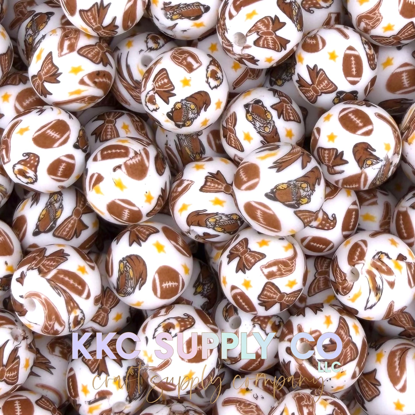 SP272-Touchdowns and Bows Silicone Beads