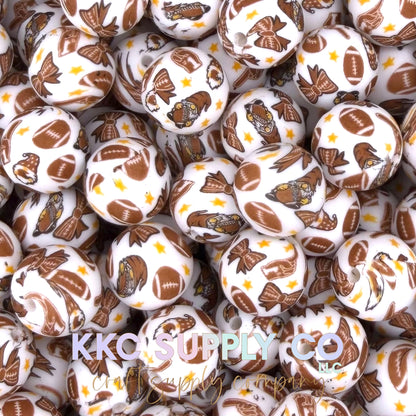 SP272-Touchdowns and Bows Silicone Beads