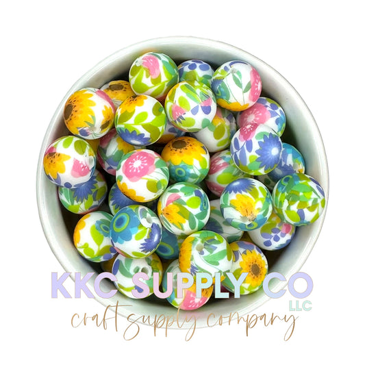 SP95-Bright Sunflower Floral Silicone Bead 15mm