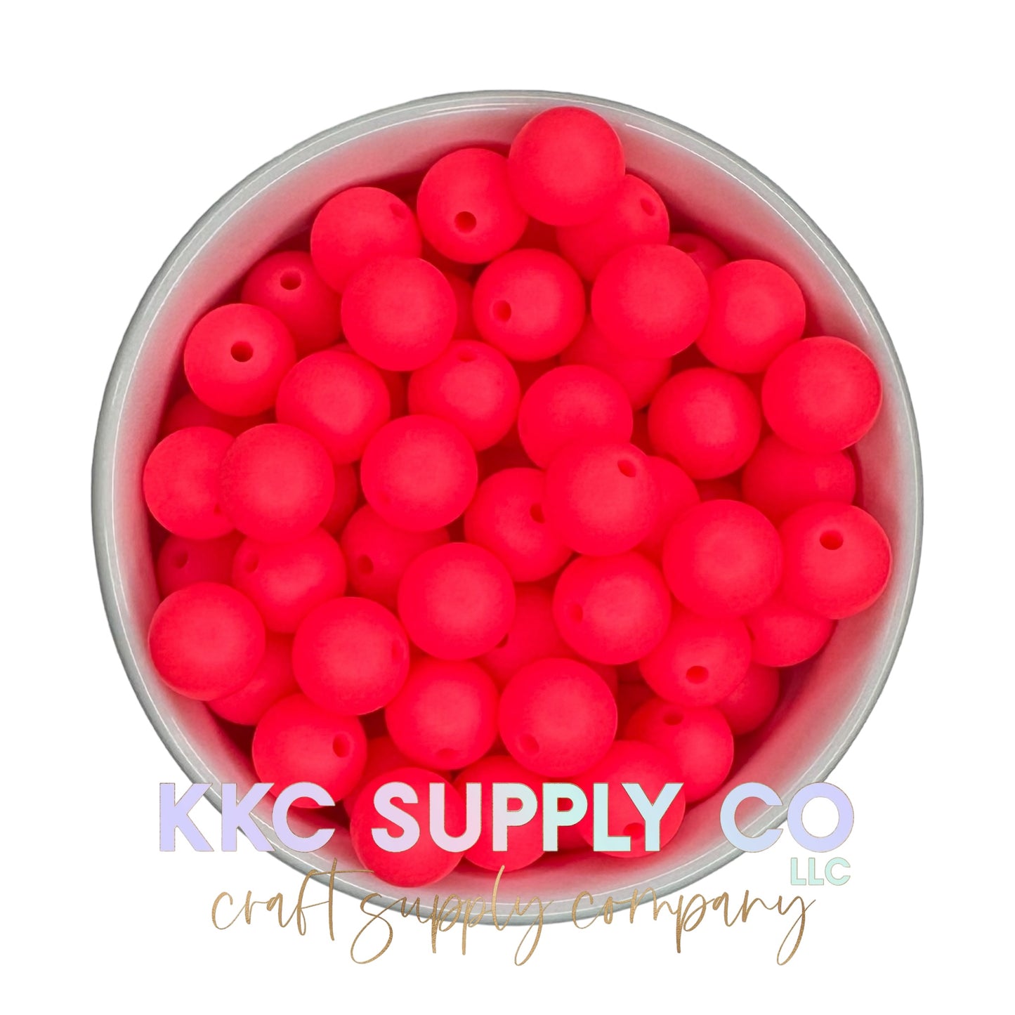 SS48-Electric Pink Silicone Bead 12mm Round