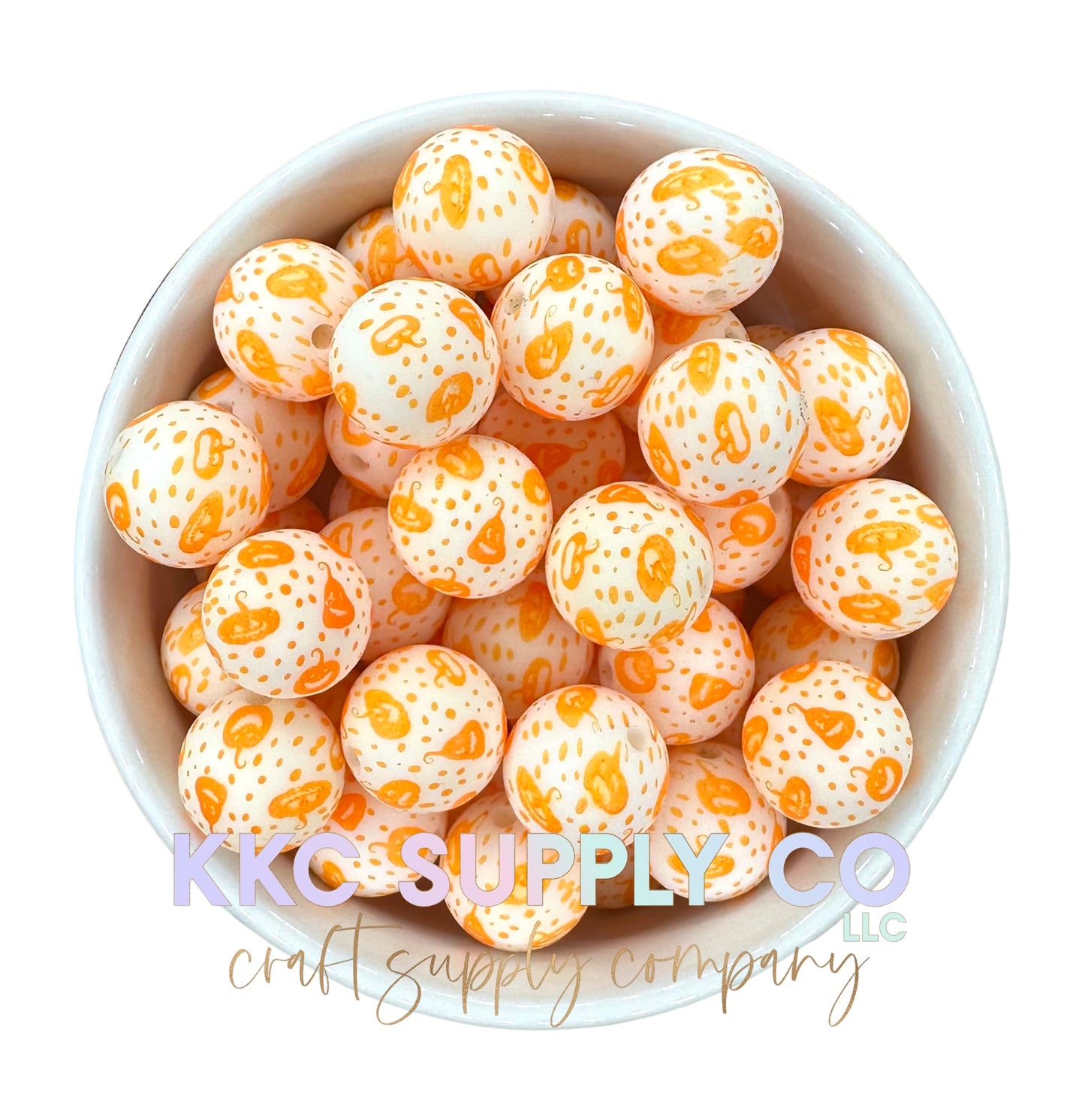 SP118-Pumpkins Printed Silicone Bead 15mm