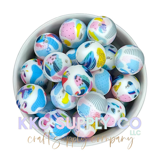 SP159-Colorful Abstract Printed Silicone Bead 19mm