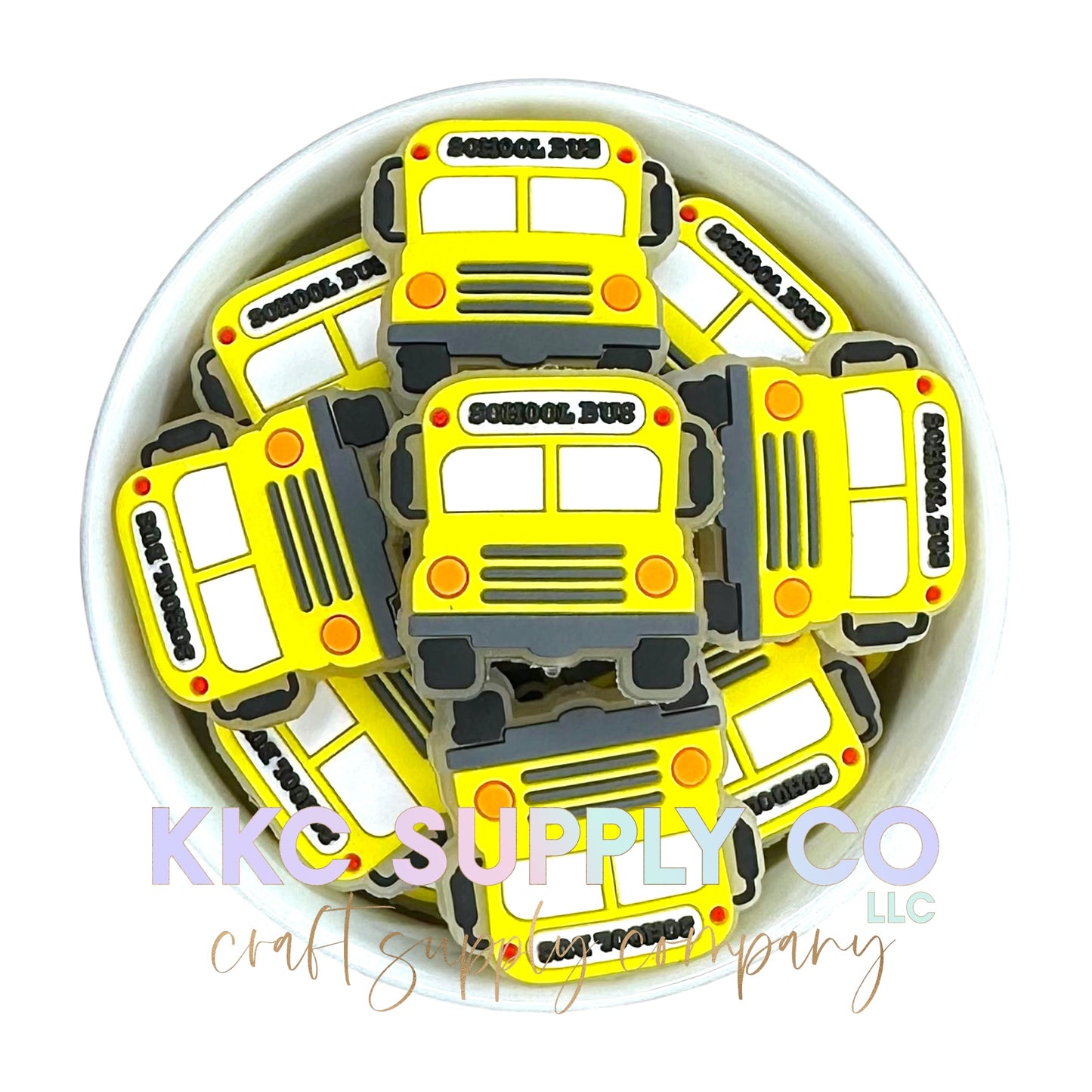 School Bus Clear Silicone Focal Bead