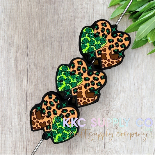 St. Patrick’s Hearts Silicone Focal Bead