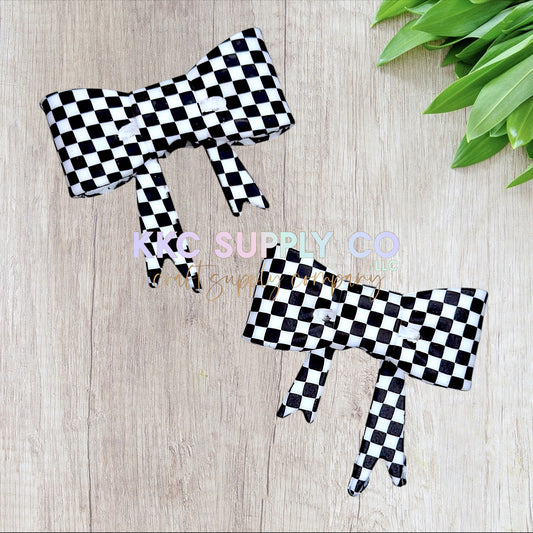 Checker Large Bow Silicone Focal Bead