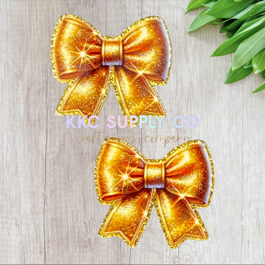 AT535-Gold Bow-Acrylic Flatback