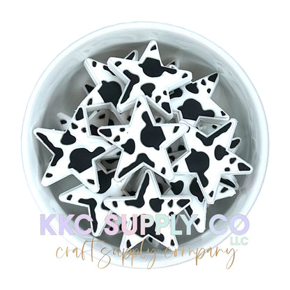 Cow Print Star PVC Focal Bead