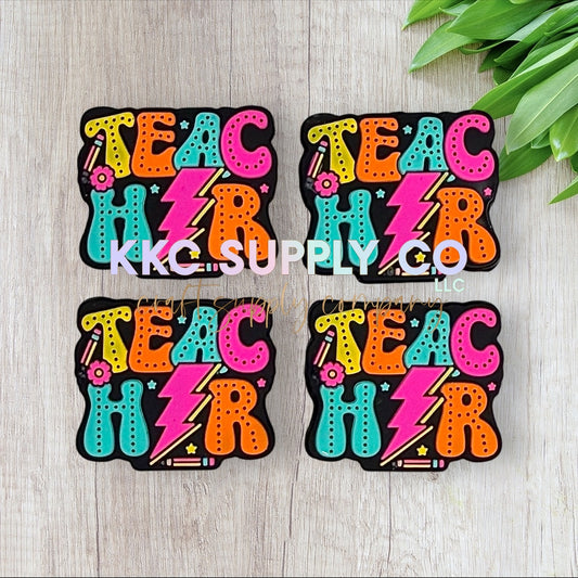 Neon Teacher Silicone Focal Bead