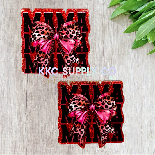 AT421-3D Leopard Bow Mama-Acrylic Flatback