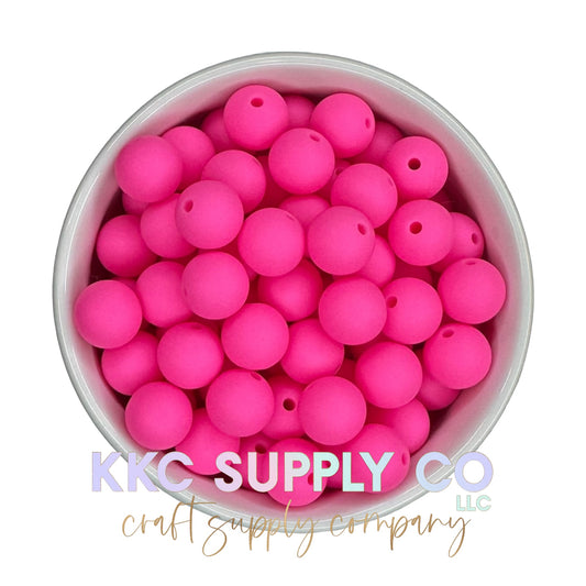 SS75-Hot Pink Silicone Bead 12mm Round