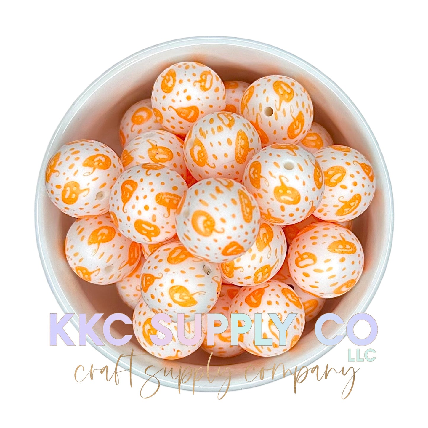 SP118-Pumpkins Printed Silicone Bead 19mm