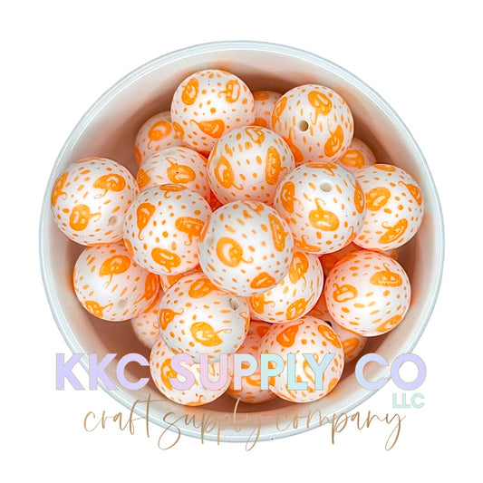 SP118-Pumpkins Printed Silicone Bead 19mm