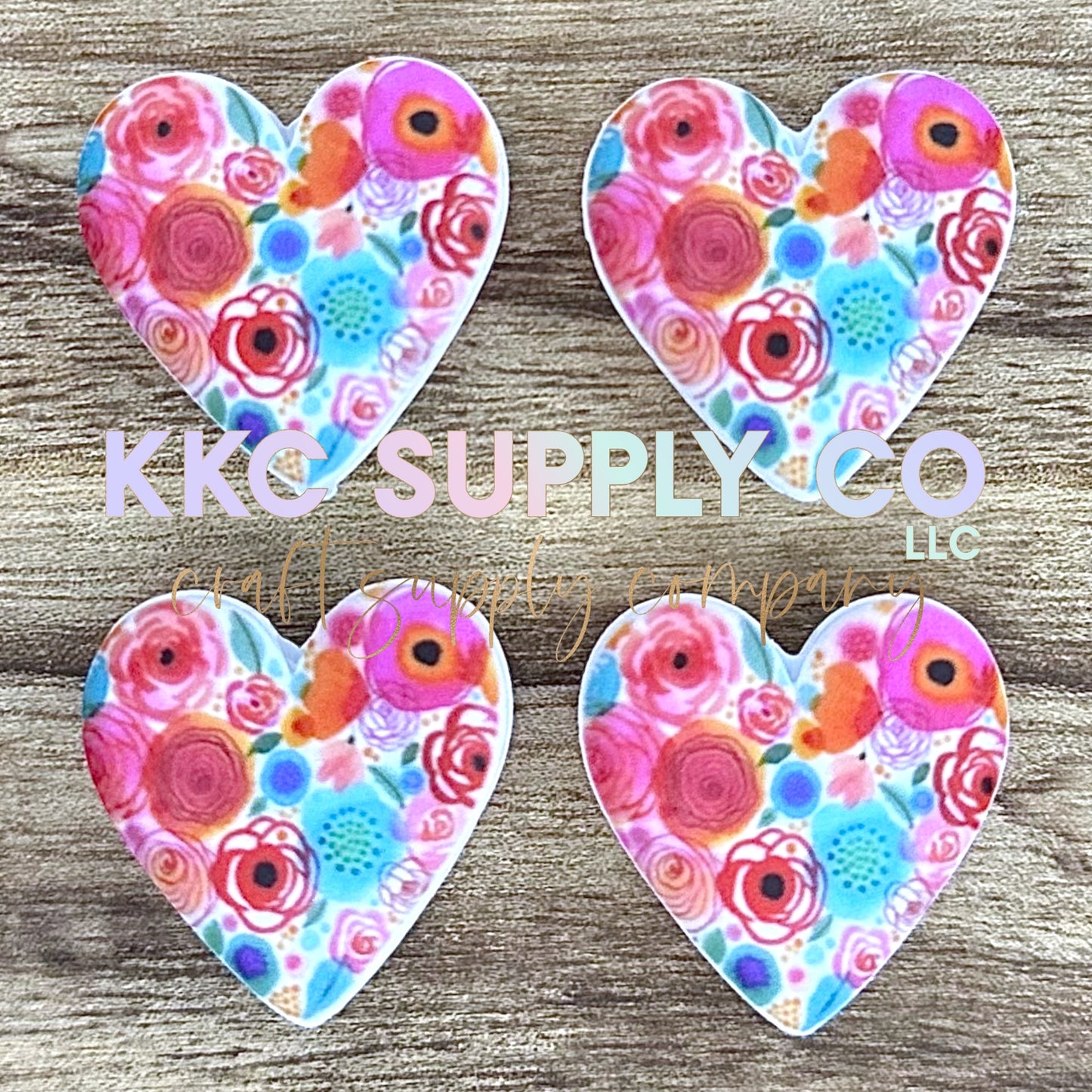 Summer Floral Heart Silicone Focal Bead