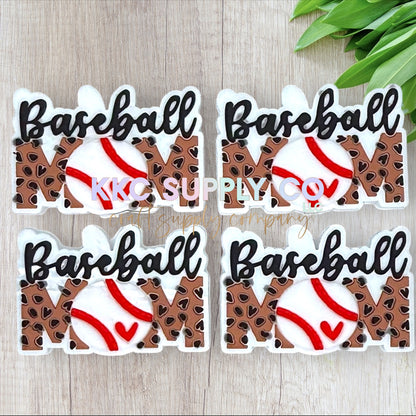 Leopard Baseball Mom Silicone Focal Bead