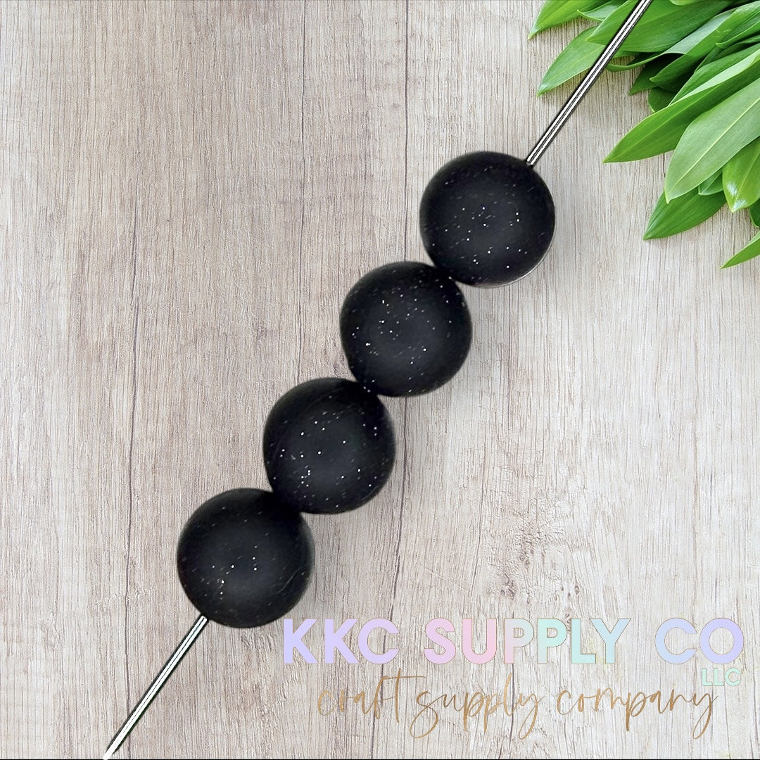 SG54-Fine Glitter Black Silicone Beads