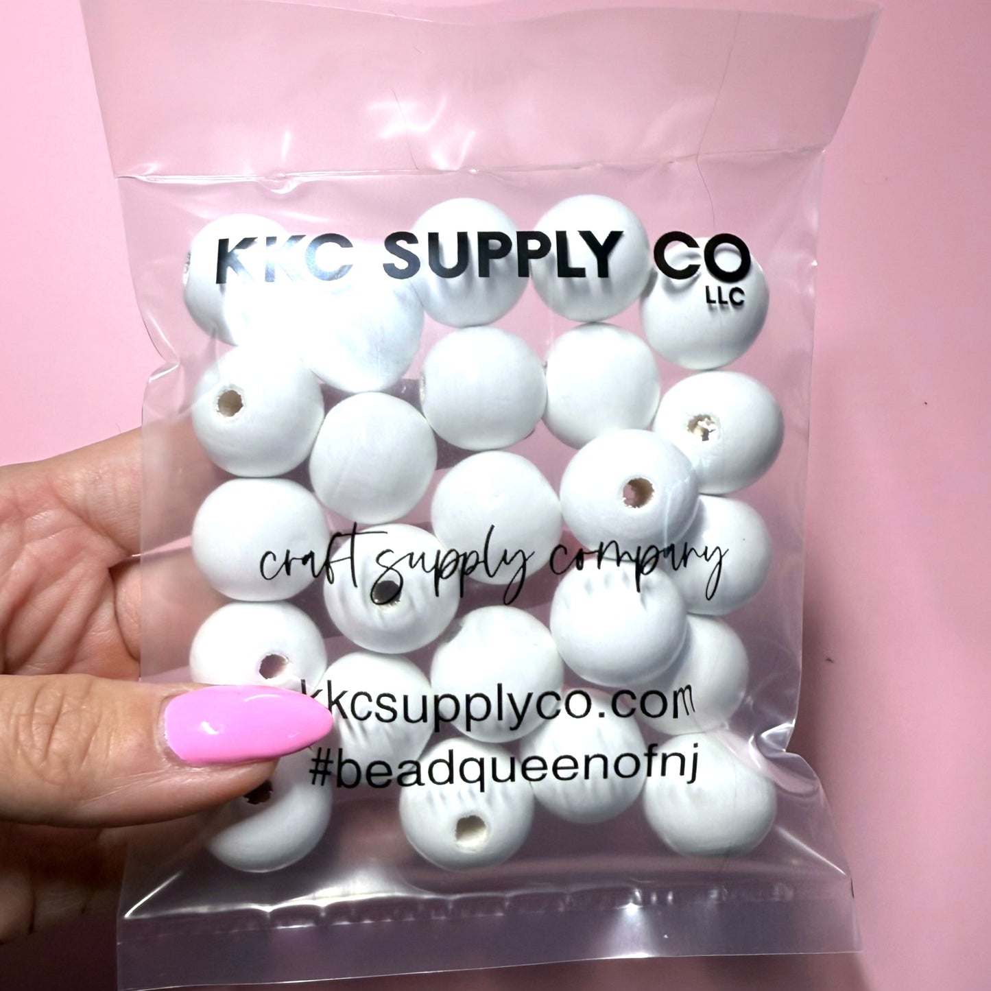 White Wooden 20mm Bead Destash Pack -  25 Count