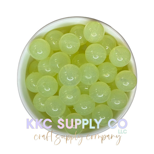 SG04-Yellow Jelly Glitter Silicone Bead 15mm