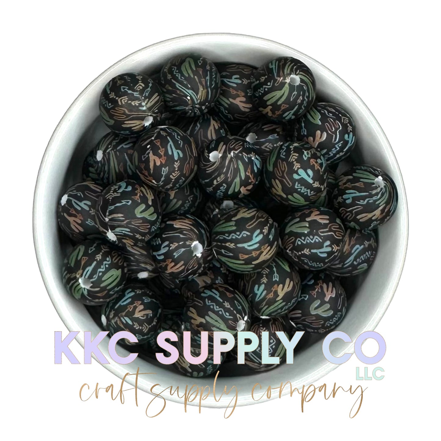 SP151-Black Cactus Silicone Bead 15mm