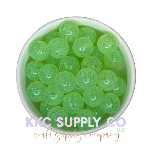 SG05-Green Jelly Glitter Silicone Bead 15mm