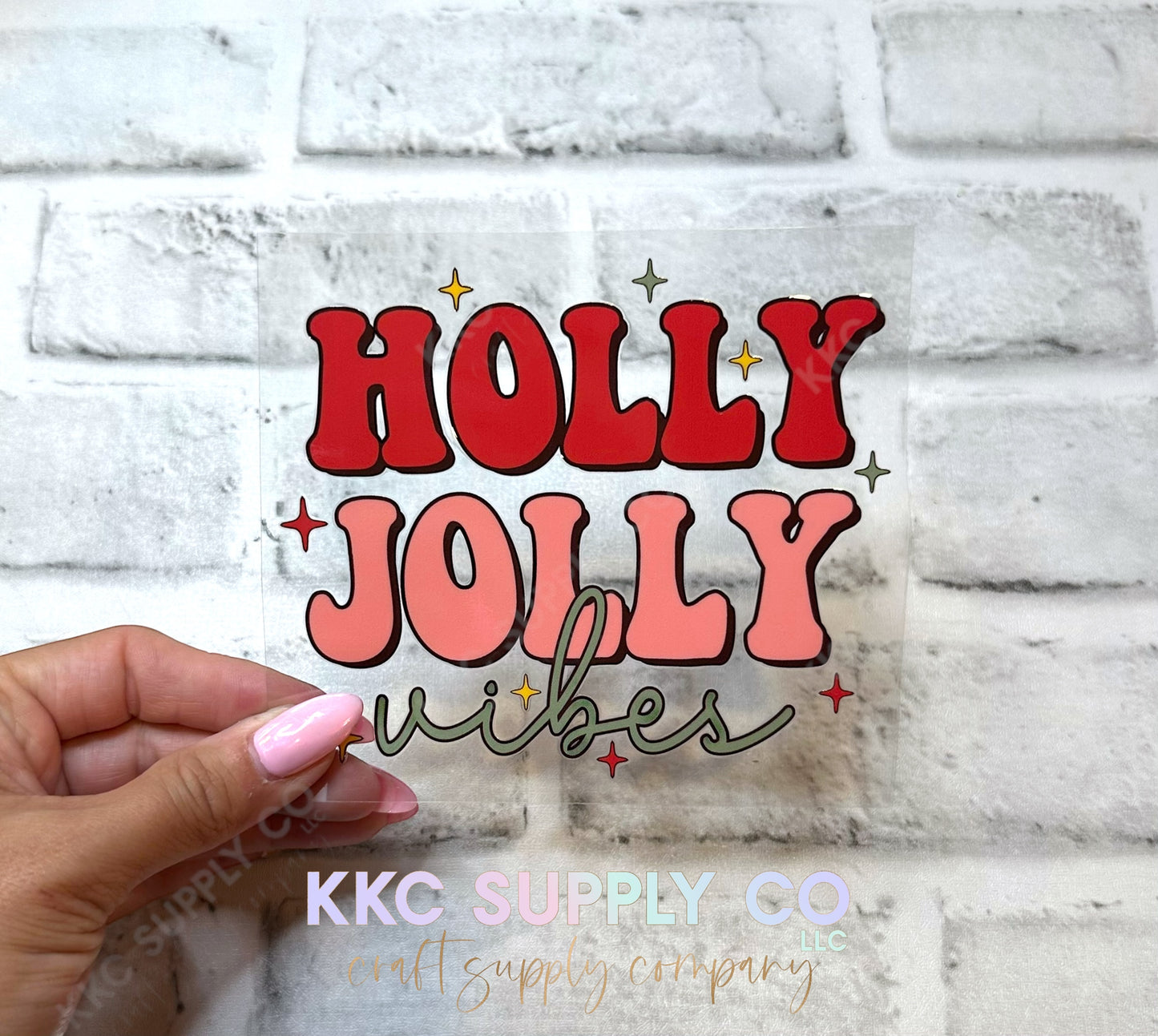 UV16619-Holly Jolly Vibes UV DTF Decal