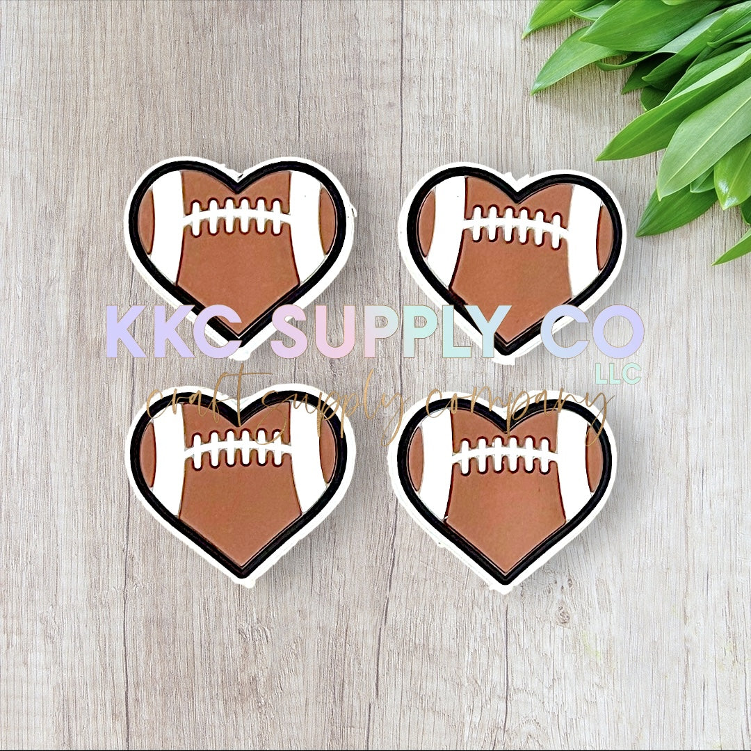 Football Heart PVC Focal Bead