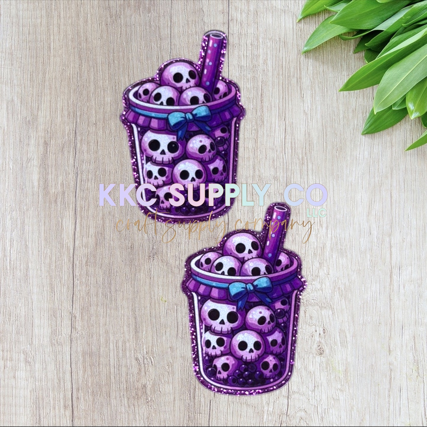 AT291-Girly Skull Iced Coffee-Acrylic Flatback