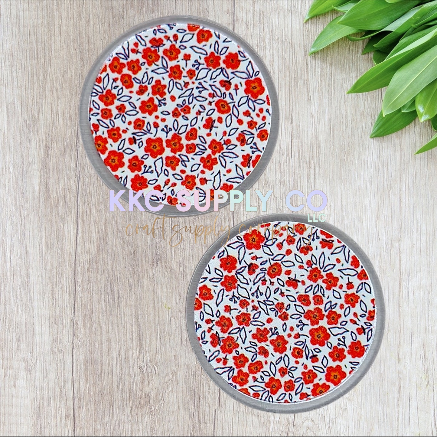 AT503-Poppy Round Acrylic Flatback