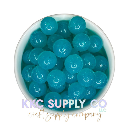 SG06-Turquoise Jelly Glitter Silicone Bead 15mm