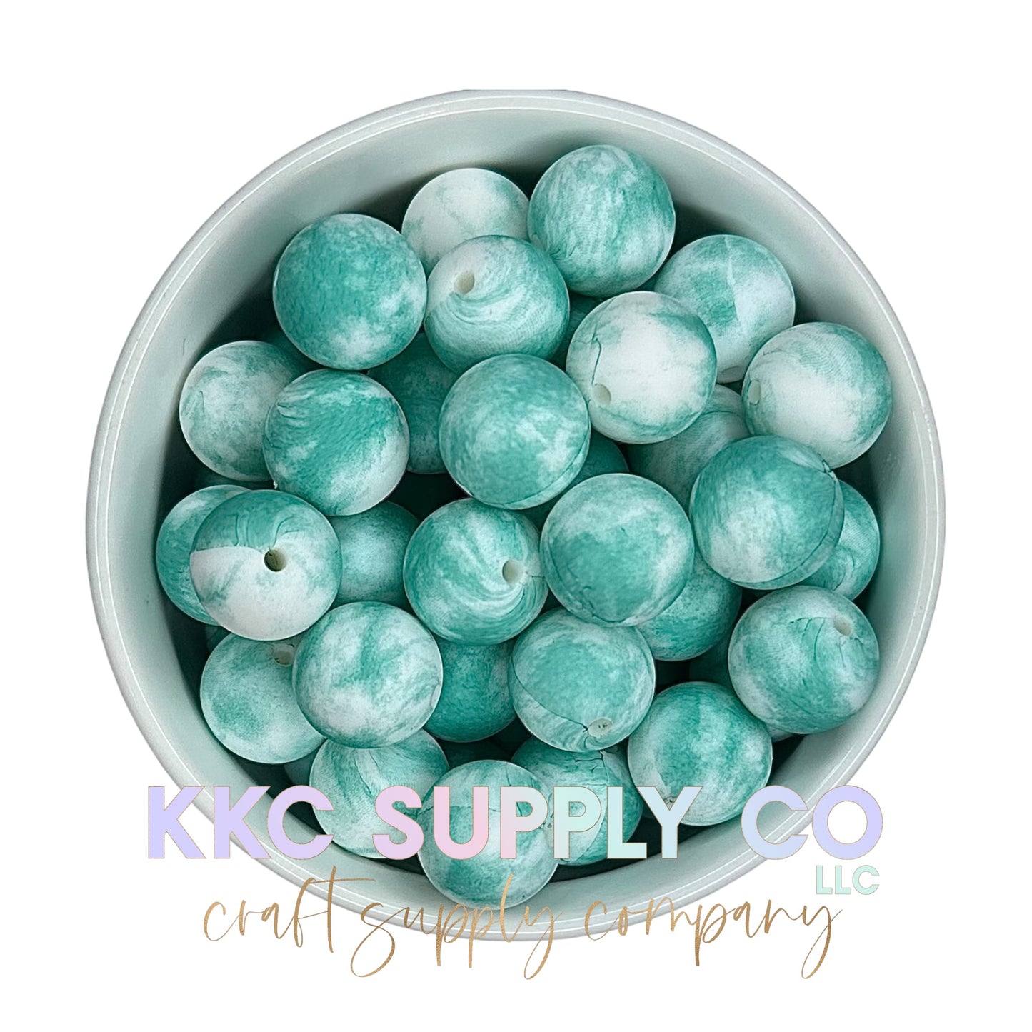 SP160-Ocean Mist Printed Silicone Bead 15mm