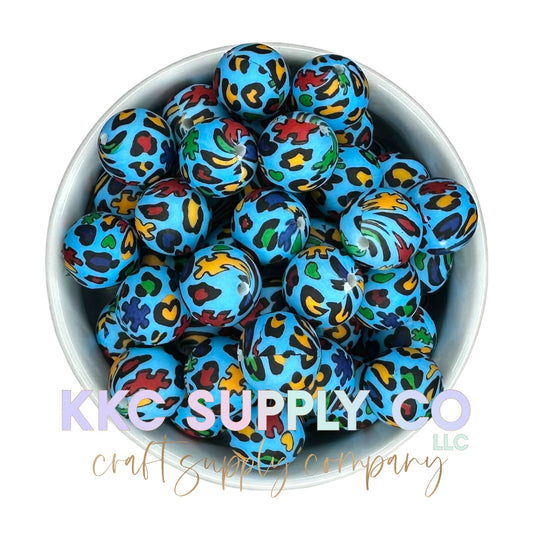 SP163-Wild About Autism Awareness Printed Silicone Bead 15mm