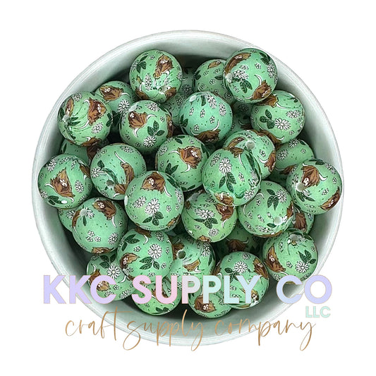 SP164-Green Pastures Printed Silicone Bead 15mm