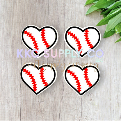 Baseball Heart PVC Focal Bead