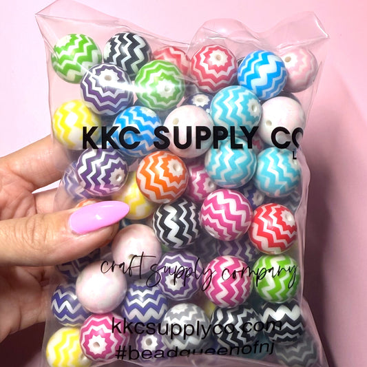 Mixed Chevron Acrylic 20mm Bead Destash Pack - 70 Count