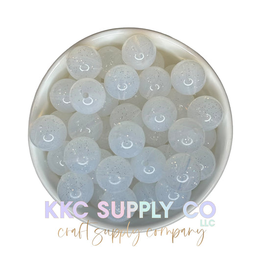 SG08-White Jelly Glitter Silicone Bead 15mm