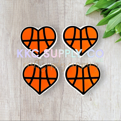 Basketball Heart PVC Focal Bead