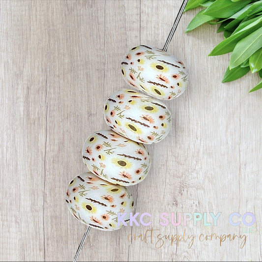 SP58-Wildflower Printed Silicone Abacus Bead 23mm