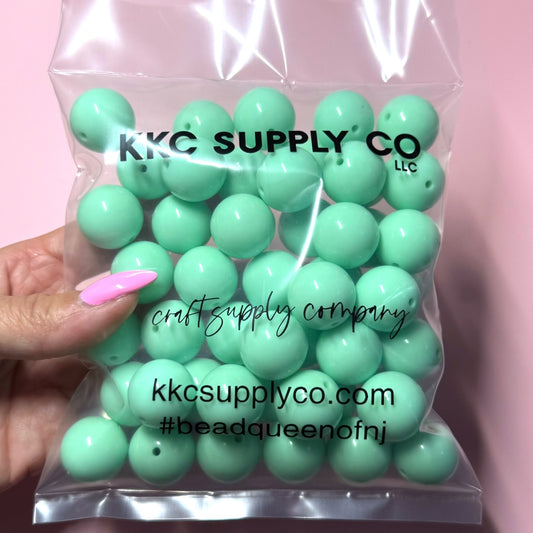 Mint Green Acrylic 20mm Bead Destash Pack -  50 Count