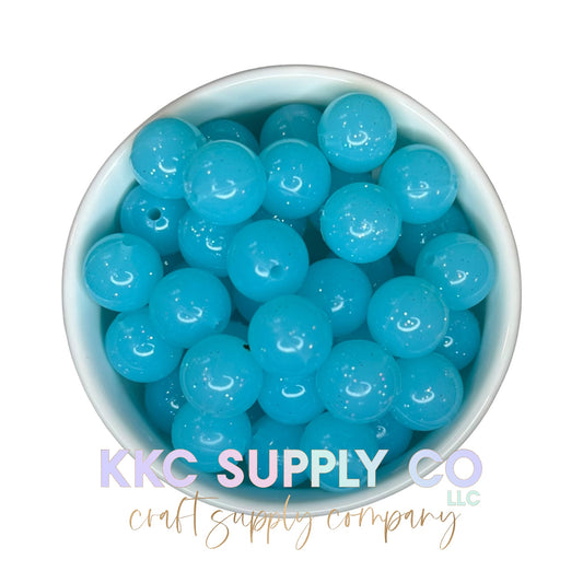 SG07-Aqua Blue Jelly Glitter Silicone Bead 15mm