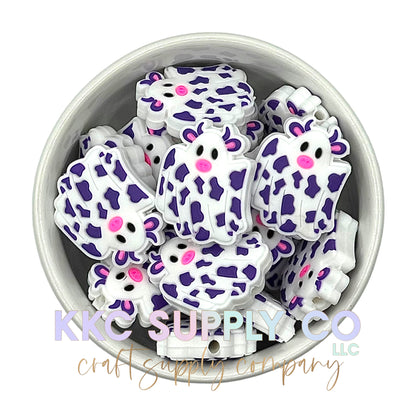 Ghost Cow Silicone Focal Bead-Purple