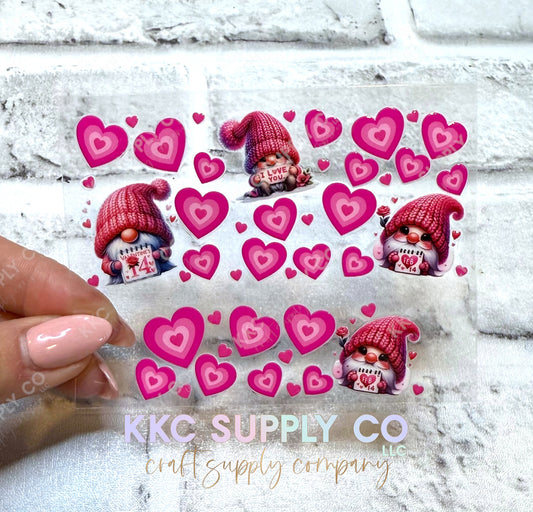 TKUV27-Gnomes and Hearts Mini Tumbler Keychain UV DTF Decal