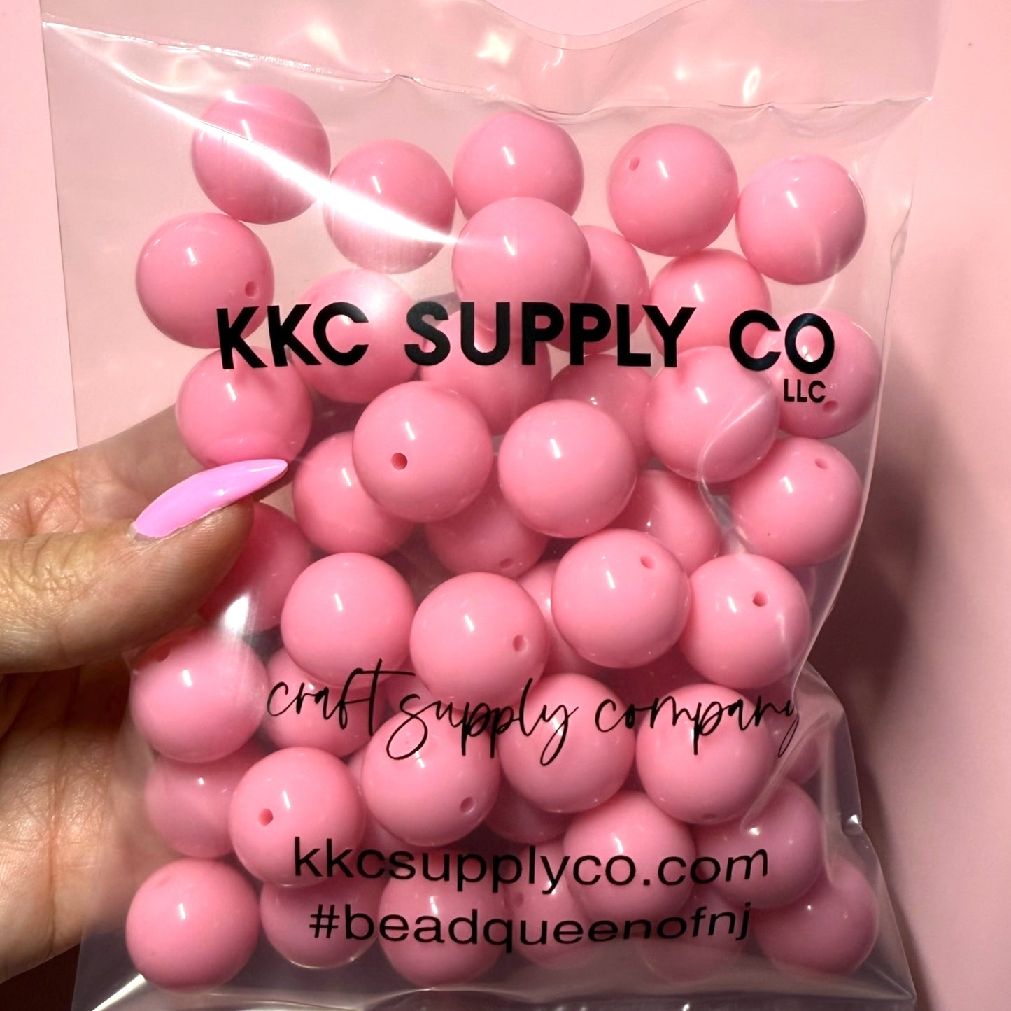 Candy Pink Acrylic 20mm Bead Destash Pack -  50 Count